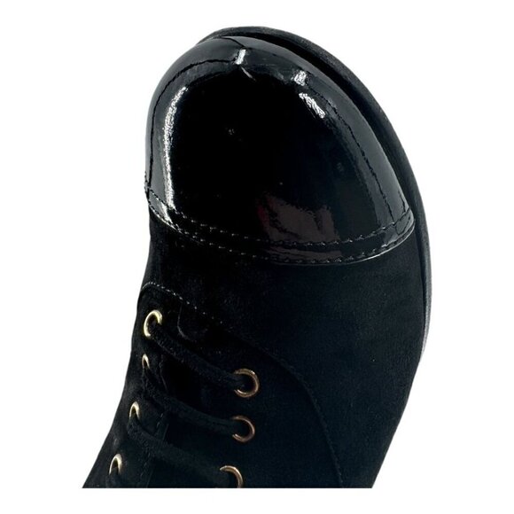 Chanel Suede Pearl CC Logo Patent Cap Toe Short Boots - Picture 13 of 16